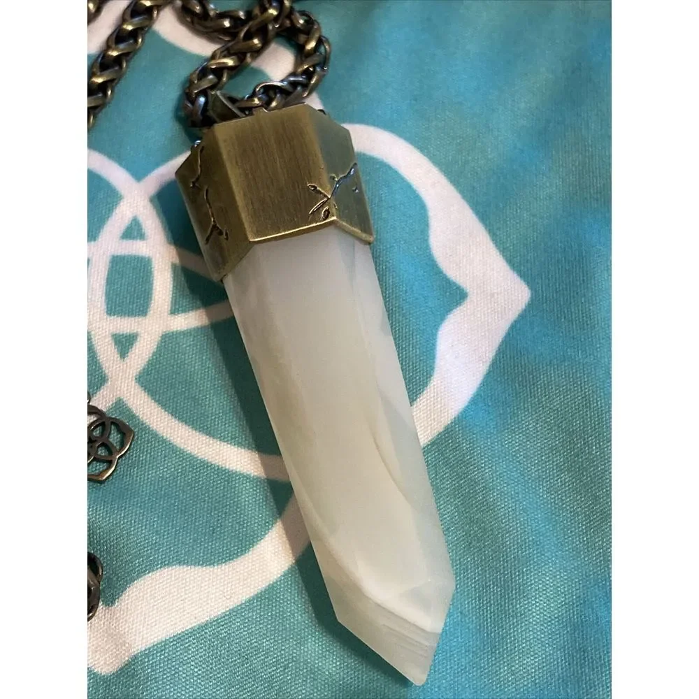 Kendra Scott Jayce Necklace White Agate Crystal Stone 34